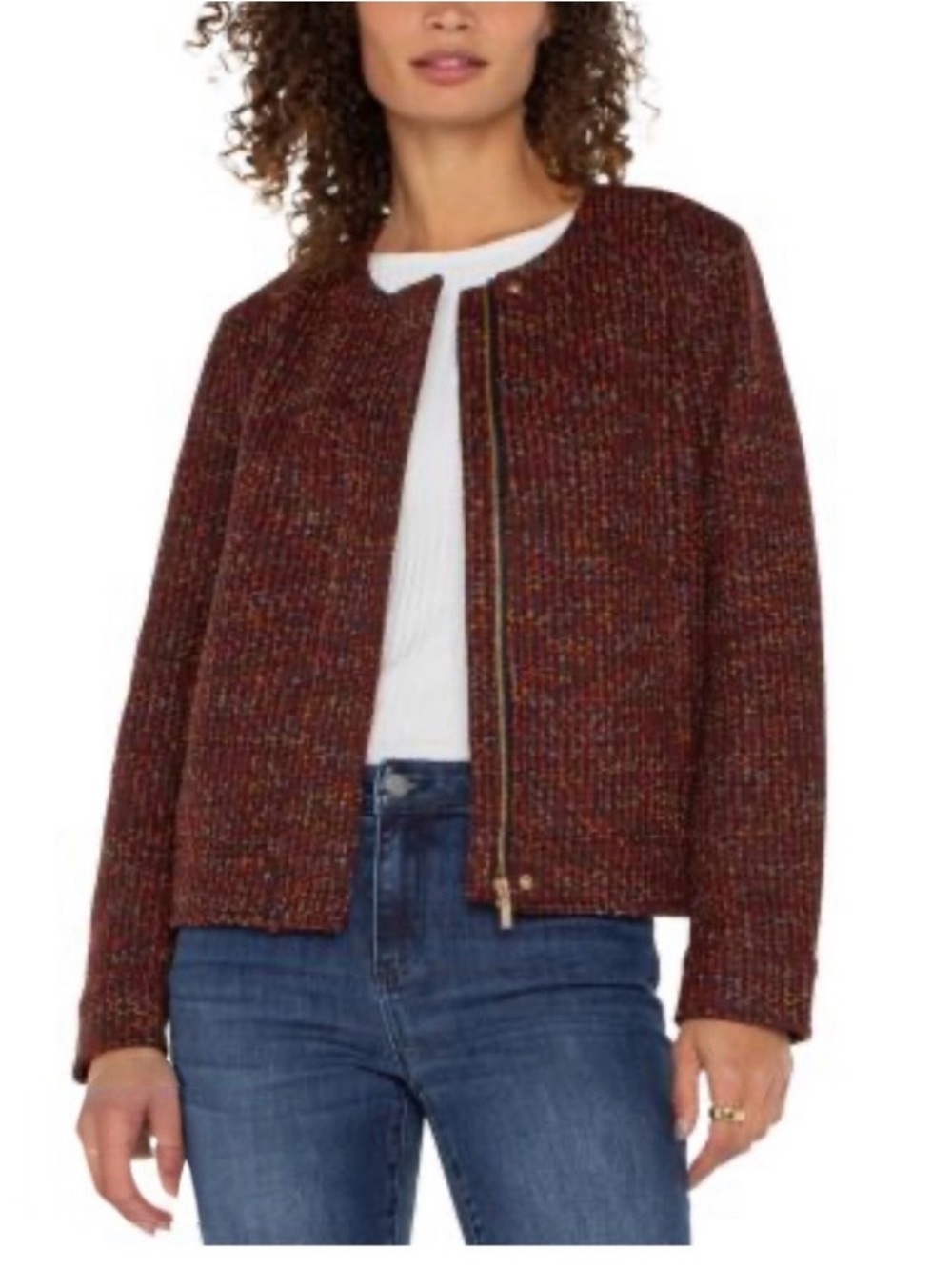 Liverpool Los Angeles Collarless Zip Up Jacket Multi Colored Size Small
